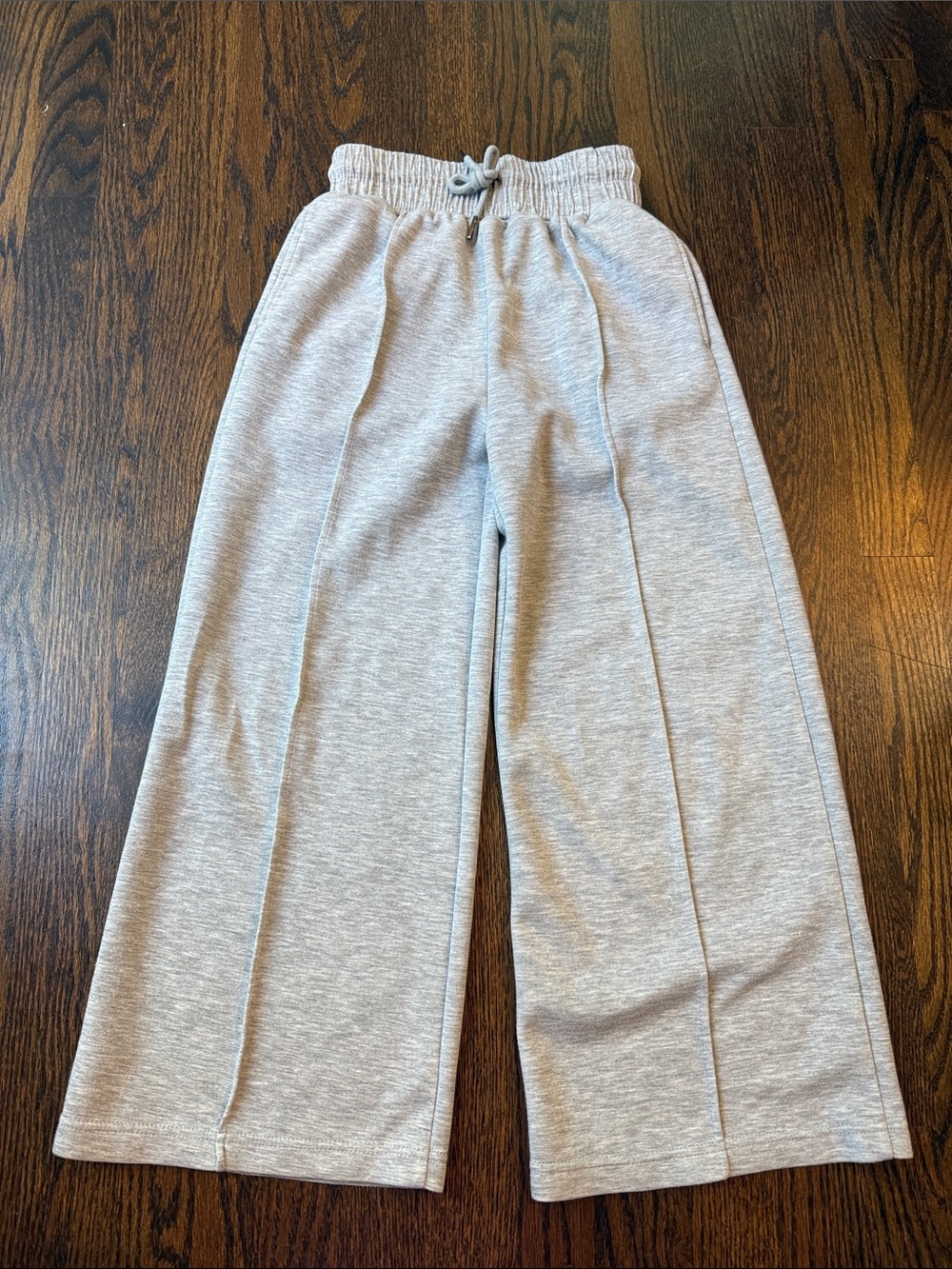 Girls youth size 10Y  Wide-Leg Drawstring Sweatpants - Light Gray